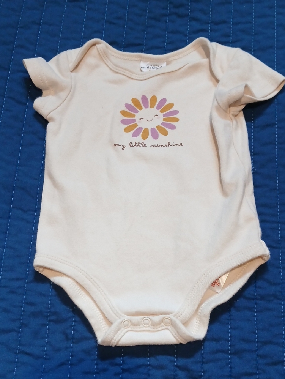 Petit Lem Cream Baby One-Piece with Sunflower Graphic